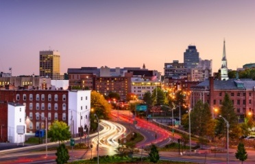 Aerial view of New England town