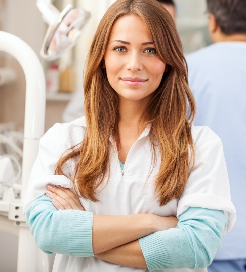 Dental assistant in dental office