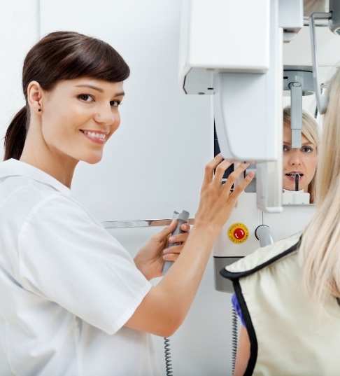 Expanded function dental assistant capturing digital dental x-rays